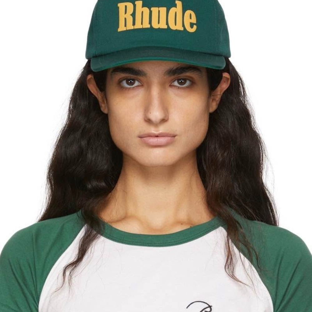 Rhude Dark Green Cap with Yellow Logo